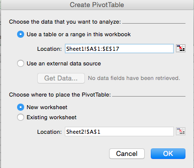 create a pivot table in excel 2011 for mac